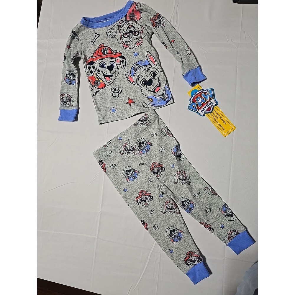 NEW Paw Patrol Fire Police Dog Boy Pajama Long Sleeves Shirt & Pant 12 Mo Cotton